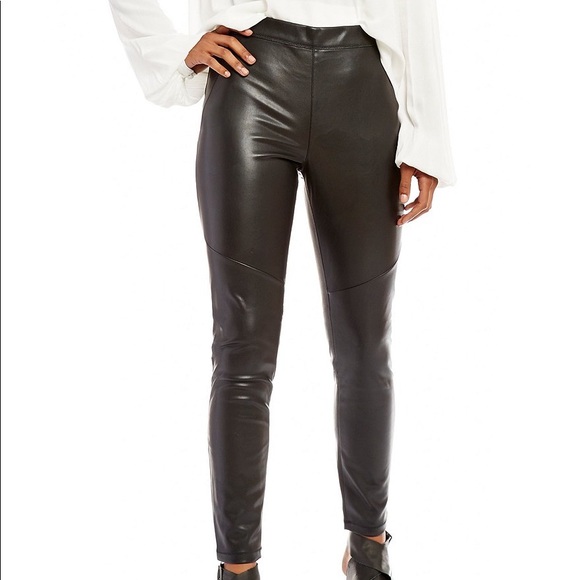 Free People Vegan Leather Pull On Leggings Pants - Picture 3 of 5
